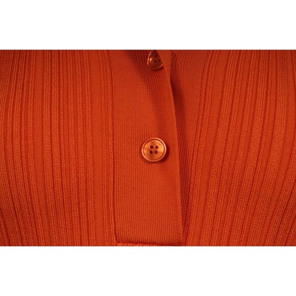 Joseph Womens Polo Skirt Pleated Set Satiny Rib Medium Orange Viscose Stretch - Picture 11 of 16